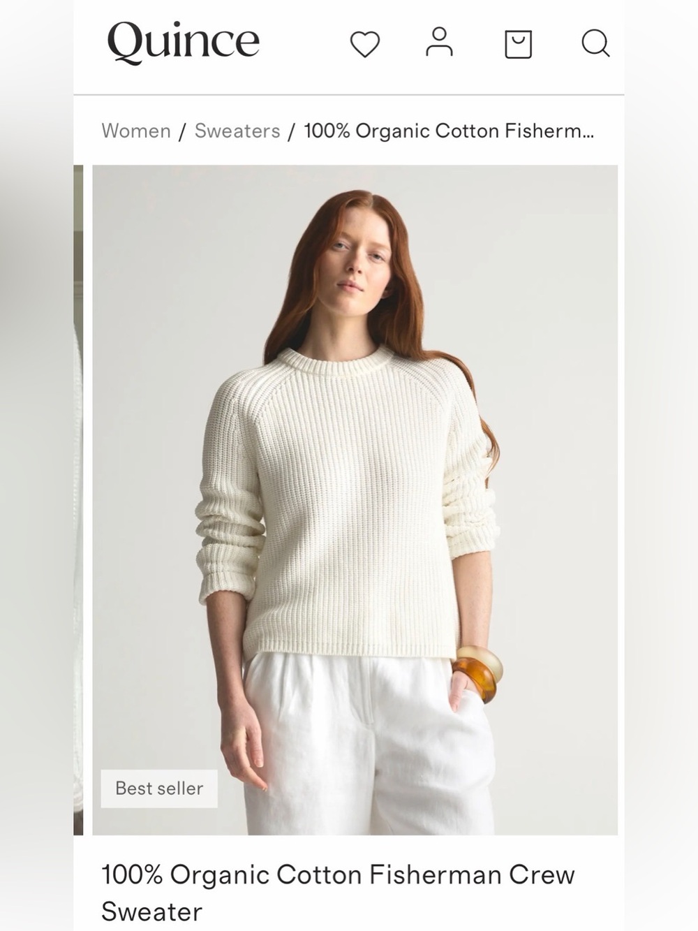 Quince 100% cotton fisherman sweater size large